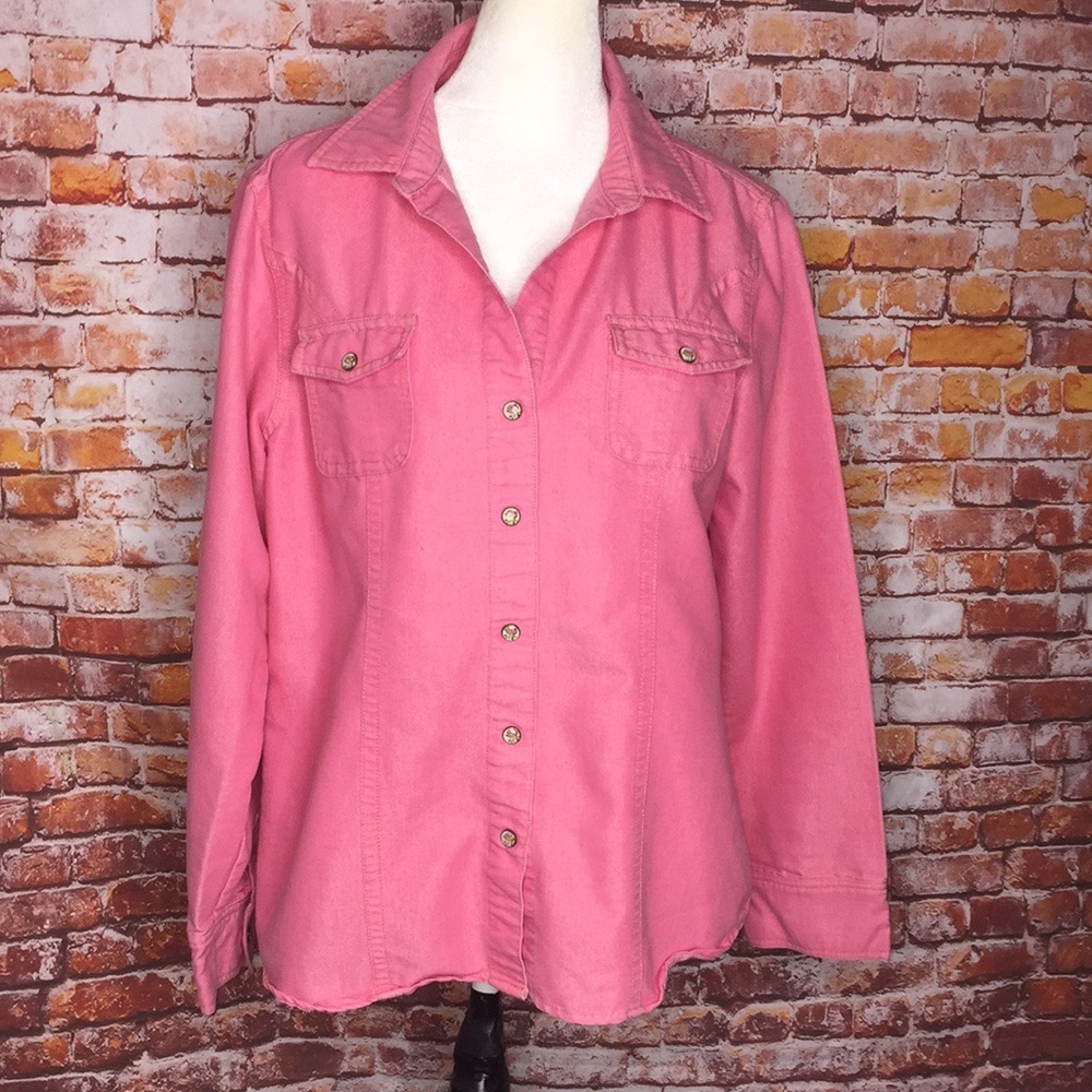 Bit & Bridle Pink Western Pearl Snap Button Blouse